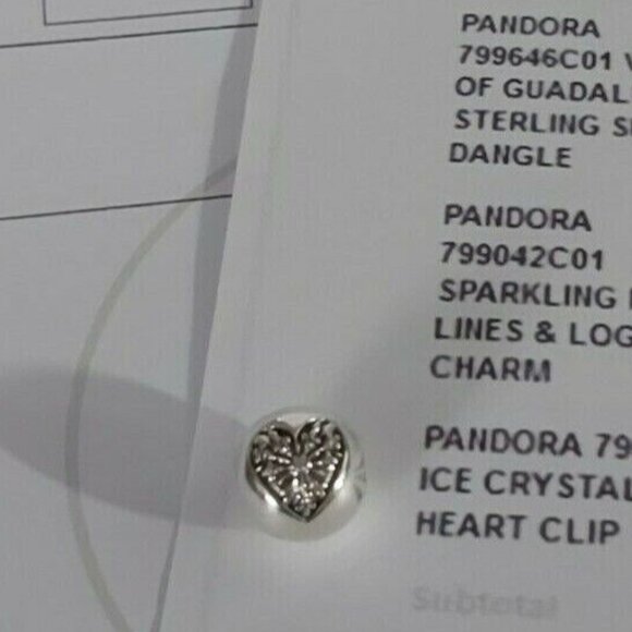 Pair of PANDORA *RETIRED*Sterling Silver Heart of Winter Clip w/cz's 796388CZ - Picture 8 of 10